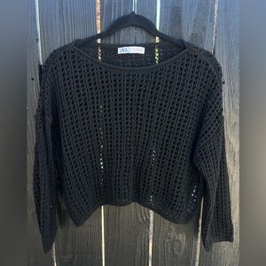 Zara Black Open-Knit Sweater